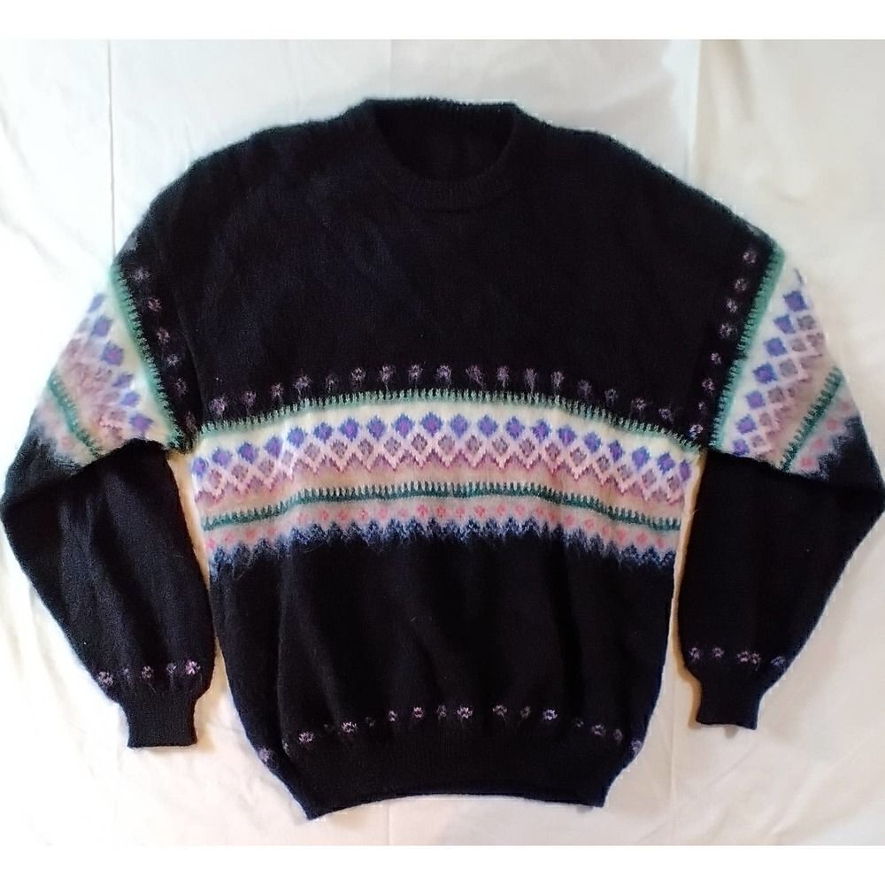 MENS LARGE VINTAGE SWEATER WOOL SKI APRES UNIQUE SKI CULTURE